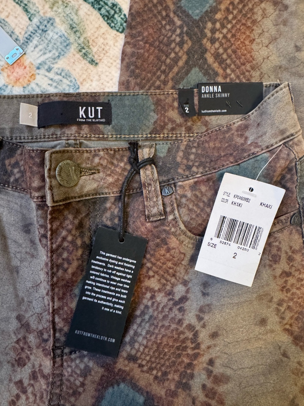 Kut from the Kloth Brown and Gray Snake-Print Skinny Jeans - Picture 9 of 10
